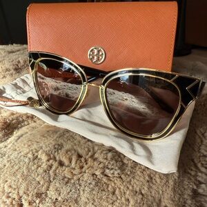 Tory Burch Black and Gold Sunglasses